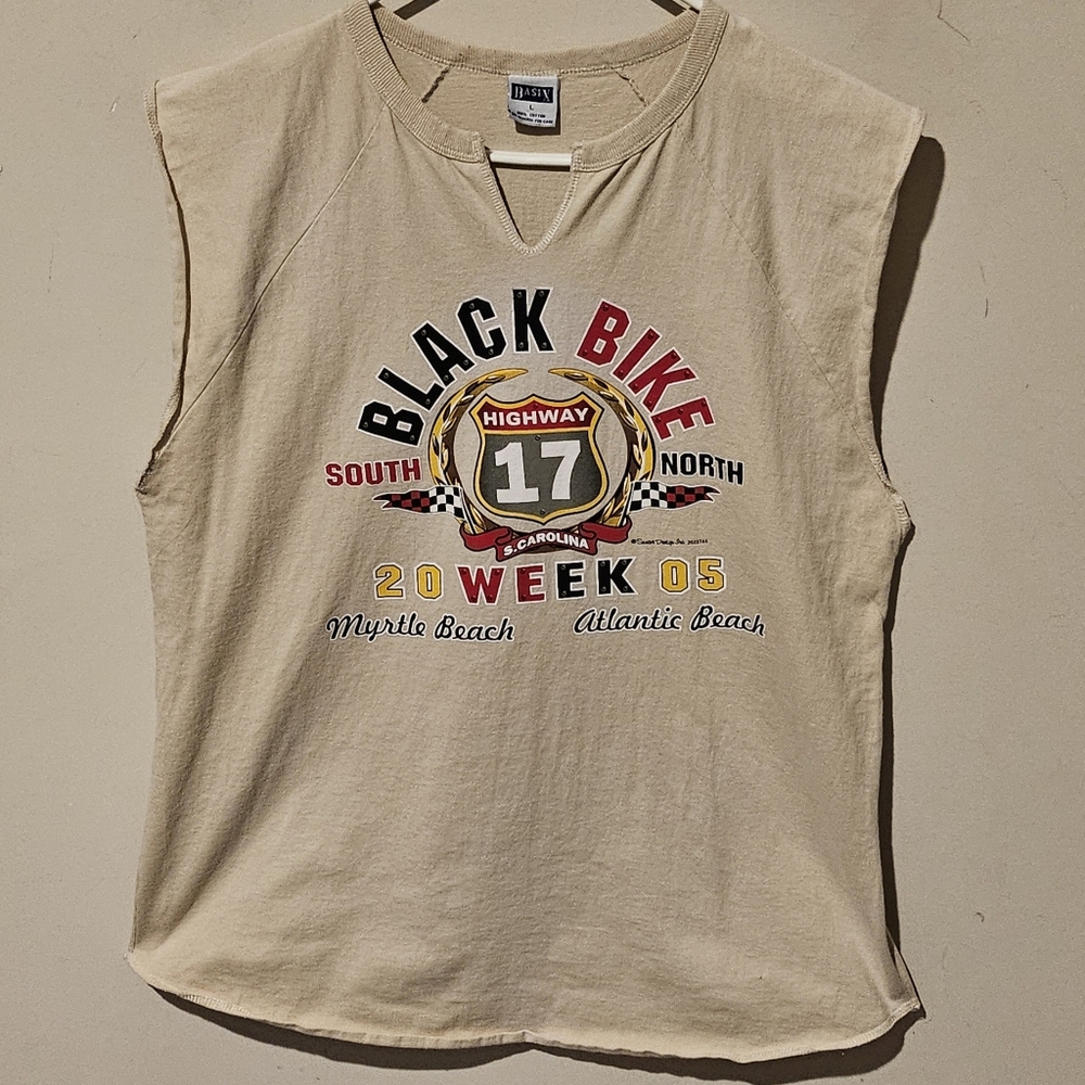 Vintage 2005 Myrtle Beach Black Biker Week Sleeveless  T-Shirt - Size Large